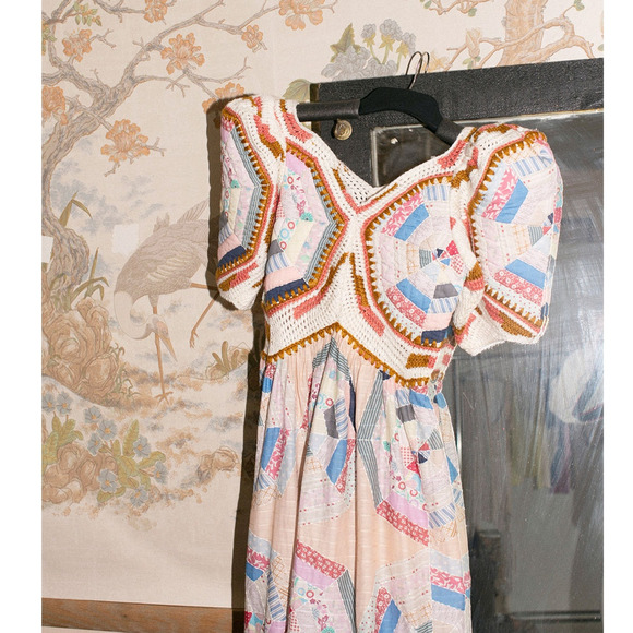 Sea New York Quin Mini Dress patchwork knit quilted BoHo size extra small XS - Picture 6 of 15